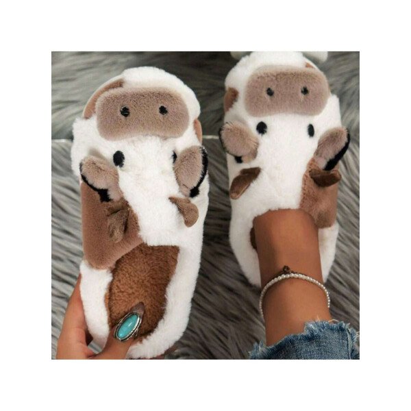 Pantuflas suaves de vaca para mujer: acogedoras zapatillas de algodón con estampado animal - Imagen 7