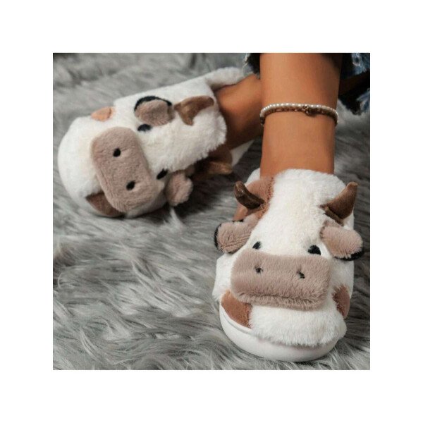 Pantuflas suaves de vaca para mujer: acogedoras zapatillas de algodón con estampado animal - Imagen 8