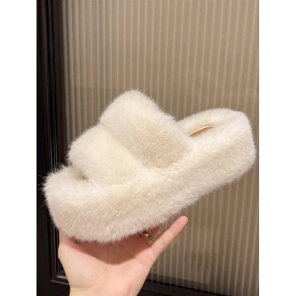Nuevas zapatillas de mujer de invierno con suela gruesa y tacón alto esponjoso, zapatillas de estilo hada de otoño para uso en exteriores con plataforma elevadora pequeña, zapatillas de oficina para interiores, tallas 34-42 - Imagen 12