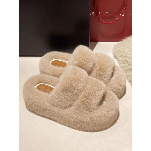 Nuevas zapatillas de mujer de invierno con suela gruesa y tacón alto esponjoso, zapatillas de estilo hada de otoño para uso en exteriores con plataforma elevadora pequeña, zapatillas de oficina para interiores, tallas 34-42 - Imagen 22