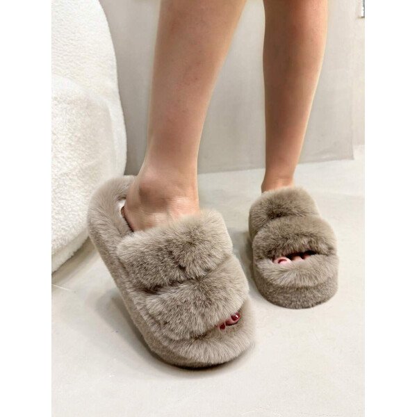 Nuevas zapatillas de mujer de invierno con suela gruesa y tacón alto esponjoso, zapatillas de estilo hada de otoño para uso en exteriores con plataforma elevadora pequeña, zapatillas de oficina para interiores, tallas 34-42 - Imagen 33