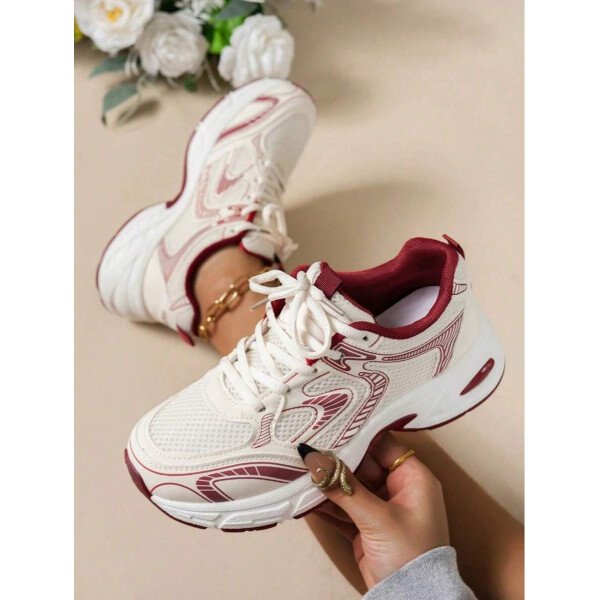 Zapatillas de deporte informales con plataforma y cordones para mujer, con suela elevada, de malla, transpirables, suaves, cómodas y versátiles, ligeras y versátiles, para uso diario en exteriores y en las cuatro estaciones. - Imagen 4