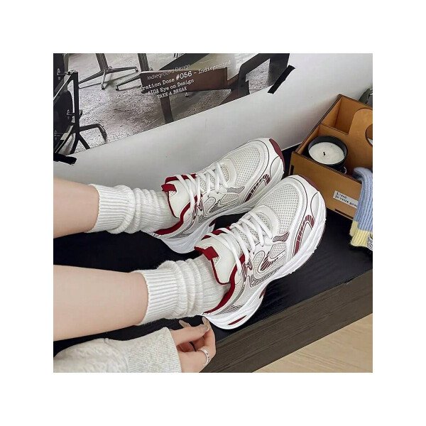 Zapatillas de deporte informales con plataforma y cordones para mujer, con suela elevada, de malla, transpirables, suaves, cómodas y versátiles, ligeras y versátiles, para uso diario en exteriores y en las cuatro estaciones. - Imagen 6