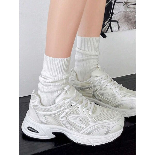 Zapatillas de deporte informales con plataforma y cordones para mujer, con suela elevada, de malla, transpirables, suaves, cómodas y versátiles, ligeras y versátiles, para uso diario en exteriores y en las cuatro estaciones. - Imagen 10