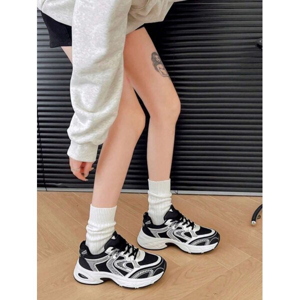 Zapatillas de deporte informales con plataforma y cordones para mujer, con suela elevada, de malla, transpirables, suaves, cómodas y versátiles, ligeras y versátiles, para uso diario en exteriores y en las cuatro estaciones. - Imagen 14