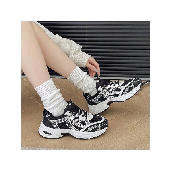 Zapatillas de deporte informales con plataforma y cordones para mujer, con suela elevada, de malla, transpirables, suaves, cómodas y versátiles, ligeras y versátiles, para uso diario en exteriores y en las cuatro estaciones. - Imagen 15