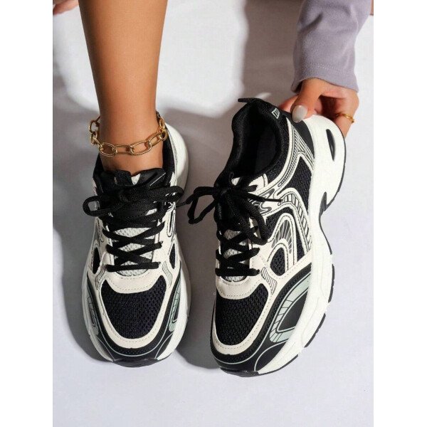Zapatillas de deporte informales con plataforma y cordones para mujer, con suela elevada, de malla, transpirables, suaves, cómodas y versátiles, ligeras y versátiles, para uso diario en exteriores y en las cuatro estaciones. - Imagen 19