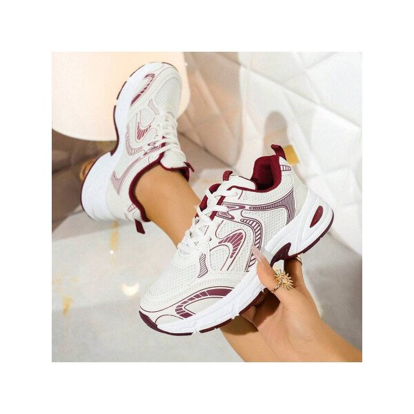 Zapatillas de deporte informales con plataforma y cordones para mujer, con suela elevada, de malla, transpirables, suaves, cómodas y versátiles, ligeras y versátiles, para uso diario en exteriores y en las cuatro estaciones. - Imagen 32