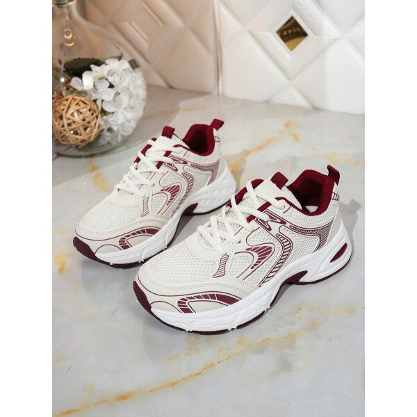 Zapatillas de deporte informales con plataforma y cordones para mujer, con suela elevada, de malla, transpirables, suaves, cómodas y versátiles, ligeras y versátiles, para uso diario en exteriores y en las cuatro estaciones. - Imagen 34