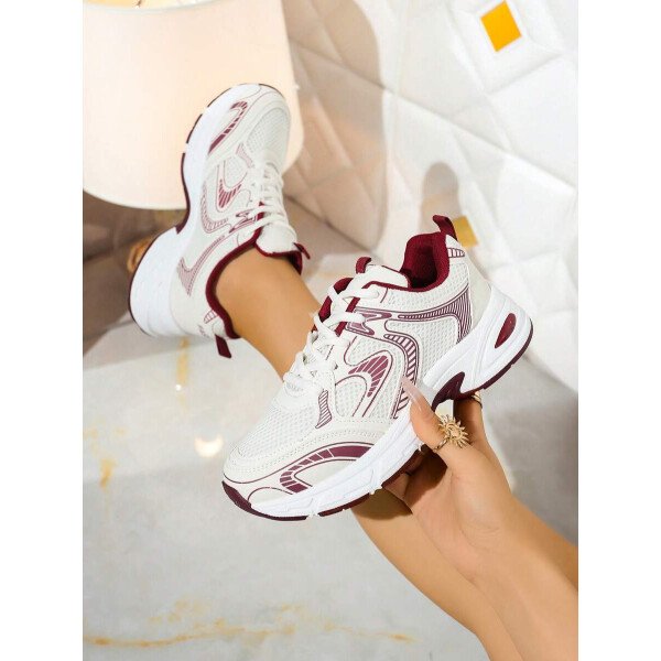 Zapatillas de deporte informales con plataforma y cordones para mujer, con suela elevada, de malla, transpirables, suaves, cómodas y versátiles, ligeras y versátiles, para uso diario en exteriores y en las cuatro estaciones. - Imagen 35
