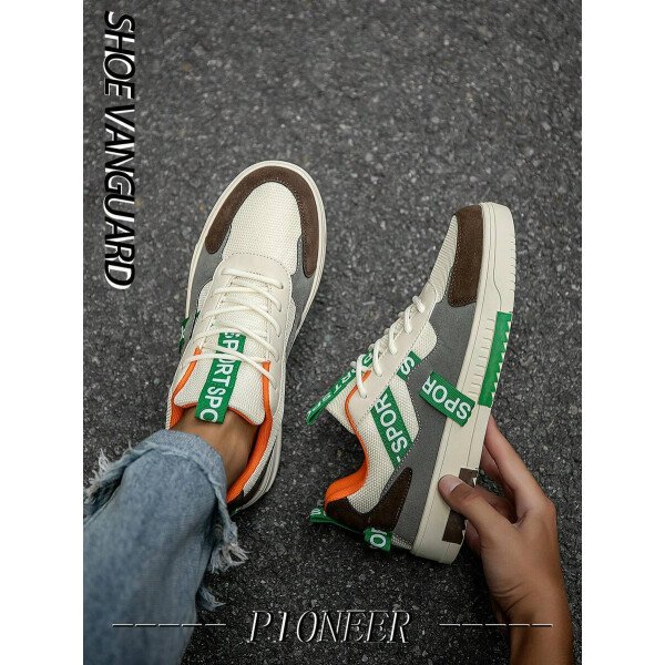Zapatillas deportivas casuales con diseño de cinta desmontable, impresión de letra de malla multicolor, estilo callejero para jóvenes, uso al aire libre y diario - Imagen 6