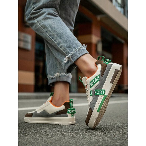 Zapatillas deportivas casuales con diseño de cinta desmontable, impresión de letra de malla multicolor, estilo callejero para jóvenes, uso al aire libre y diario - Imagen 8