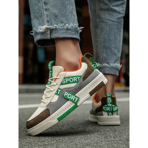 Zapatillas deportivas casuales con diseño de cinta desmontable, impresión de letra de malla multicolor, estilo callejero para jóvenes, uso al aire libre y diario - Imagen 9