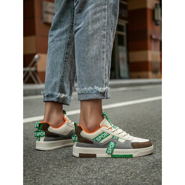 Zapatillas deportivas casuales con diseño de cinta desmontable, impresión de letra de malla multicolor, estilo callejero para jóvenes, uso al aire libre y diario - Imagen 10