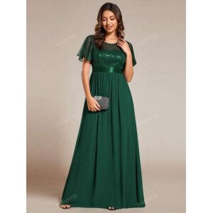 Elegante vestido de dama de honor de gasa fruncida y drapeada de longitud maxi para invitados de boda