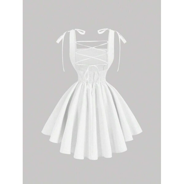 Vestido negro romántico con espalda descubierta y lazo, adecuado para citas, fiestas, vacaciones, té y cumpleaños - Imagen 7