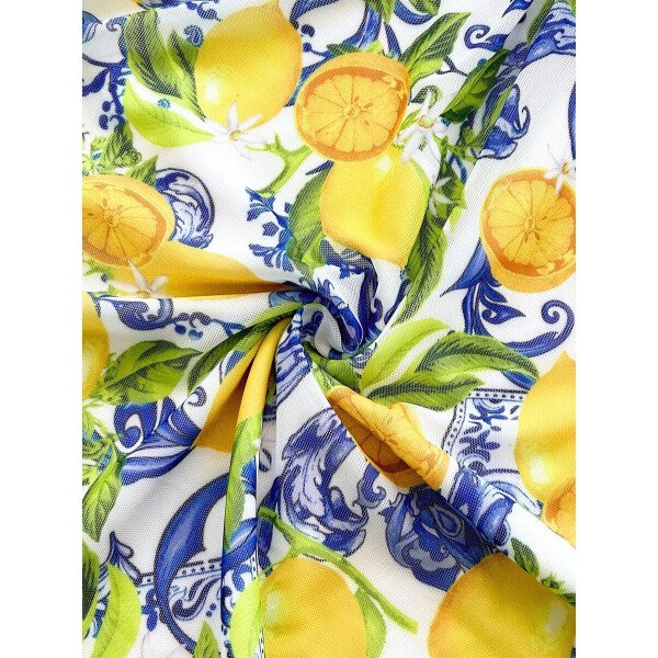 Soleia Vestido de verano de vacaciones de mujer con cuello halter de malla floral en azul y blanco - Imagen 14