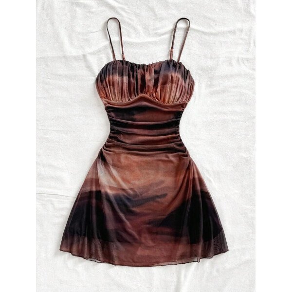 Soleia Vestido de verano de vacaciones de mujer con cuello halter de malla floral en azul y blanco - Imagen 18