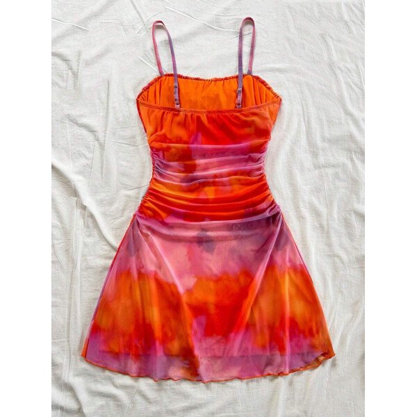 Soleia Vestido de verano de vacaciones de mujer con cuello halter de malla floral en azul y blanco - Imagen 23
