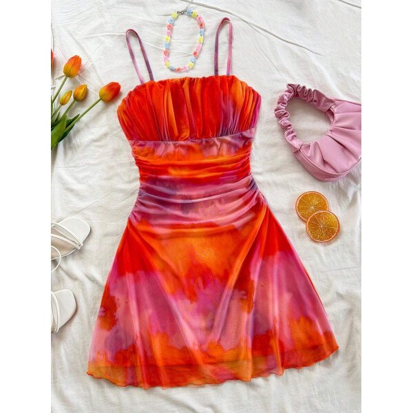 Soleia Vestido de verano de vacaciones de mujer con cuello halter de malla floral en azul y blanco - Imagen 24