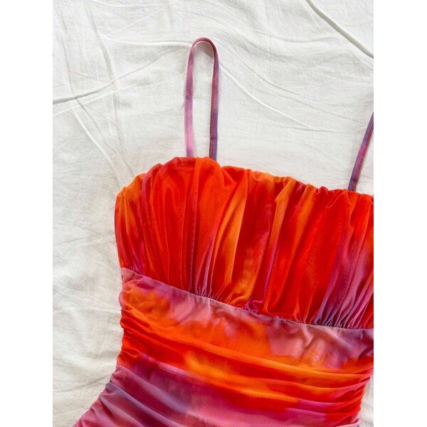 Soleia Vestido de verano de vacaciones de mujer con cuello halter de malla floral en azul y blanco - Imagen 26