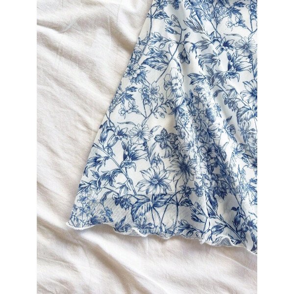 Soleia Vestido de verano de vacaciones de mujer con cuello halter de malla floral en azul y blanco - Imagen 51