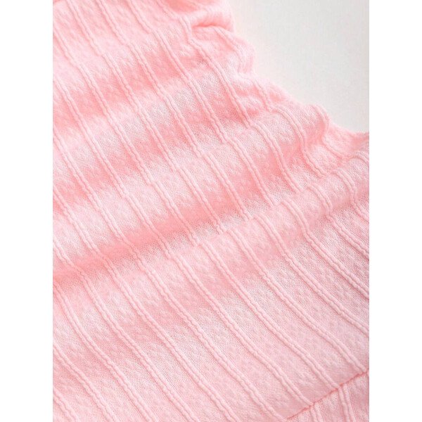 Sweetra Nuevo vestido mini elegante para mujer apropiado para la playa y vacaciones de verano, con tela con textura, cuello halter, lazo delantero, busto fruncido, decoración metálica, falda con volantes en capas y dobladillo juguetón - Imagen 30