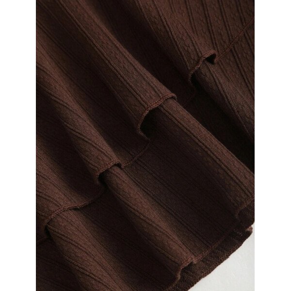 Sweetra Nuevo vestido mini elegante para mujer apropiado para la playa y vacaciones de verano, con tela con textura, cuello halter, lazo delantero, busto fruncido, decoración metálica, falda con volantes en capas y dobladillo juguetón - Imagen 42