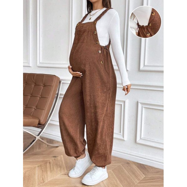 Mono informal con elástico ajustable marrón para maternidad - Imagen 20