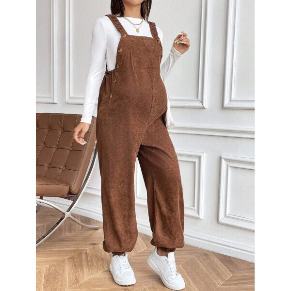 Mono informal con elástico ajustable marrón para maternidad - Imagen 22