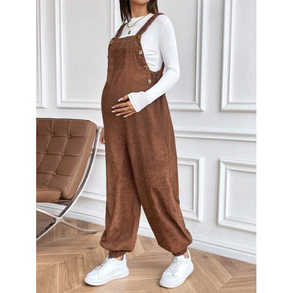 Mono informal con elástico ajustable marrón para maternidad - Imagen 25
