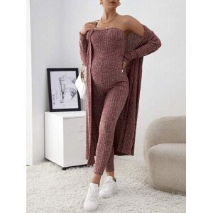 Conjunto de 2 piezas de Maternidad: mono tubo entallado y cárdigan