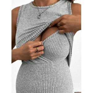 Vestido corto casual de cuello redondo sin mangas para maternidad, blusas de lactancia