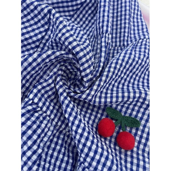 Vestido de embarazo estilo cuadros y cereza con cuello cuadrado y sin mangas, para verano - Imagen 8