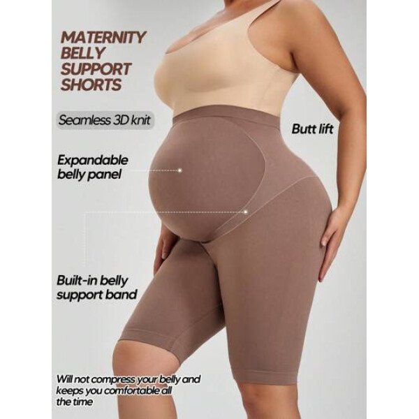 Shorts De Empuje De Vientre De Soporte De Barriga Cómoda Con Panel Expandible Sin Costuras Para Mujeres Embarazadas