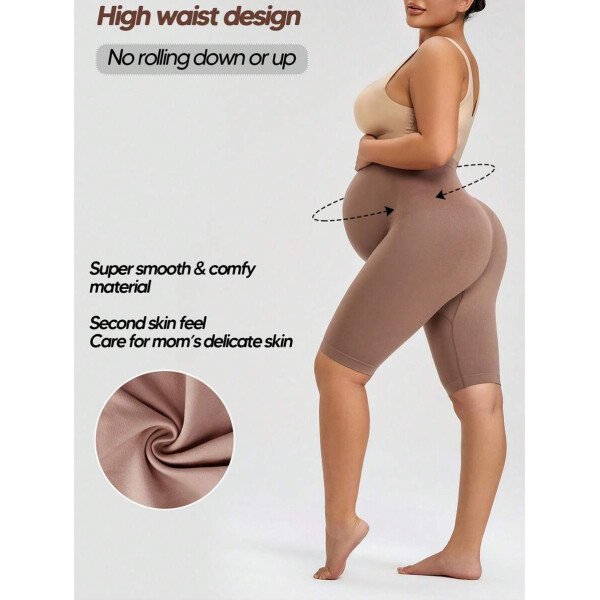 Shorts De Empuje De Vientre De Soporte De Barriga Cómoda Con Panel Expandible Sin Costuras Para Mujeres Embarazadas - Imagen 5