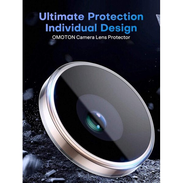 3 piezas Película protectora de lente de cámara para iPhone 17/17 Pro/17 Pro Max/Pro/Promax, Protector de pantalla de vidrio templado 9H con anillo de metal decorativo accesorio (Naranja brillante) - Imagen 3