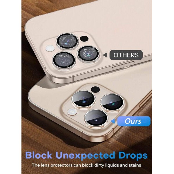 3 piezas Película protectora de lente de cámara para iPhone 17/17 Pro/17 Pro Max/Pro/Promax, Protector de pantalla de vidrio templado 9H con anillo de metal decorativo accesorio (Naranja brillante) - Imagen 6