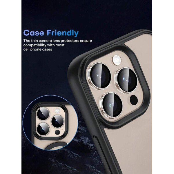 3 piezas Película protectora de lente de cámara para iPhone 17/17 Pro/17 Pro Max/Pro/Promax, Protector de pantalla de vidrio templado 9H con anillo de metal decorativo accesorio (Naranja brillante) - Imagen 7