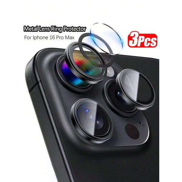 3 piezas Película protectora de lente de cámara para iPhone 17/17 Pro/17 Pro Max/Pro/Promax, Protector de pantalla de vidrio templado 9H con anillo de metal decorativo accesorio (Naranja brillante) - Imagen 8