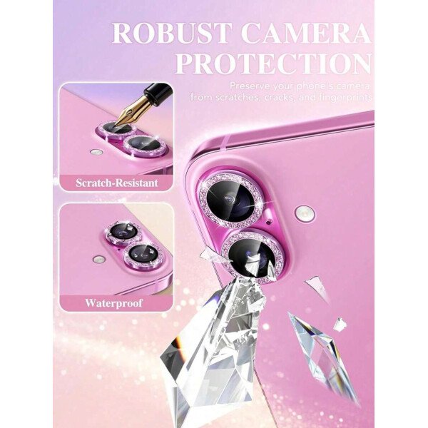 3 piezas Película protectora de lente de cámara para iPhone 17/17 Pro/17 Pro Max/Pro/Promax, Protector de pantalla de vidrio templado 9H con anillo de metal decorativo accesorio (Naranja brillante) - Imagen 14