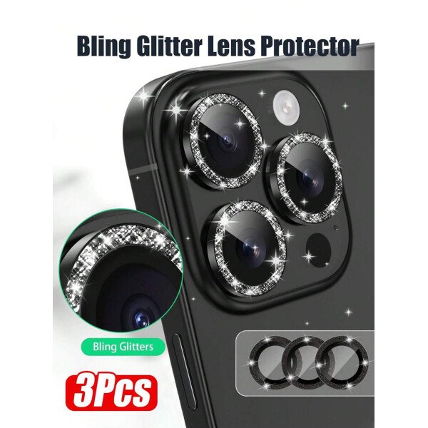 3 piezas Película protectora de lente de cámara para iPhone 17/17 Pro/17 Pro Max/Pro/Promax, Protector de pantalla de vidrio templado 9H con anillo de metal decorativo accesorio (Naranja brillante) - Imagen 25
