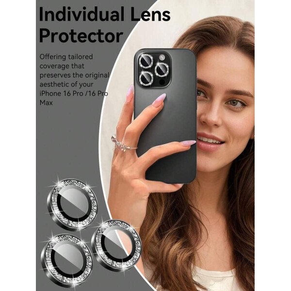 3 piezas Película protectora de lente de cámara para iPhone 17/17 Pro/17 Pro Max/Pro/Promax, Protector de pantalla de vidrio templado 9H con anillo de metal decorativo accesorio (Naranja brillante) - Imagen 27