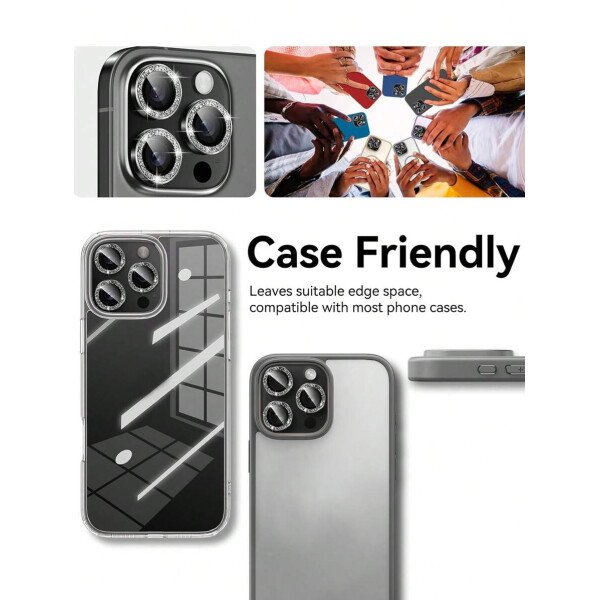 3 piezas Película protectora de lente de cámara para iPhone 17/17 Pro/17 Pro Max/Pro/Promax, Protector de pantalla de vidrio templado 9H con anillo de metal decorativo accesorio (Naranja brillante) - Imagen 29
