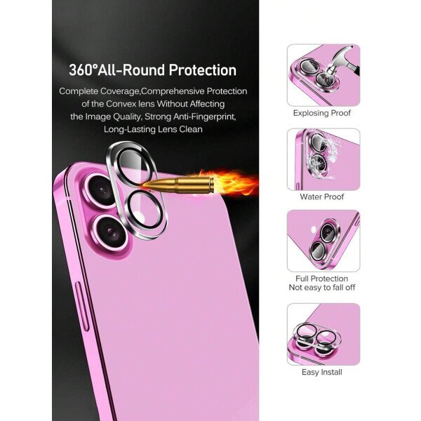 3 piezas Película protectora de lente de cámara para iPhone 17/17 Pro/17 Pro Max/Pro/Promax, Protector de pantalla de vidrio templado 9H con anillo de metal decorativo accesorio (Naranja brillante) - Imagen 33
