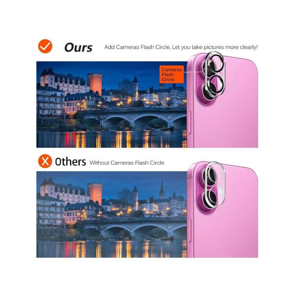 3 piezas Película protectora de lente de cámara para iPhone 17/17 Pro/17 Pro Max/Pro/Promax, Protector de pantalla de vidrio templado 9H con anillo de metal decorativo accesorio (Naranja brillante) - Imagen 36