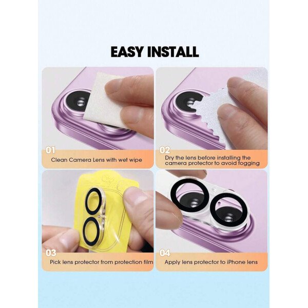 3 piezas Película protectora de lente de cámara para iPhone 17/17 Pro/17 Pro Max/Pro/Promax, Protector de pantalla de vidrio templado 9H con anillo de metal decorativo accesorio (Naranja brillante) - Imagen 37