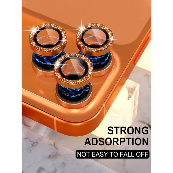 3 piezas Película protectora de lente de cámara para iPhone 17/17 Pro/17 Pro Max/Pro/Promax, Protector de pantalla de vidrio templado 9H con anillo de metal decorativo accesorio (Naranja brillante) - Imagen 39
