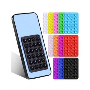 Estuche para teléfono móvil hecho de silicona, 2 piezas con soporte adhesivo para teléfono y 24 ventosas para fijarlo en fundas de PC y bolsos.