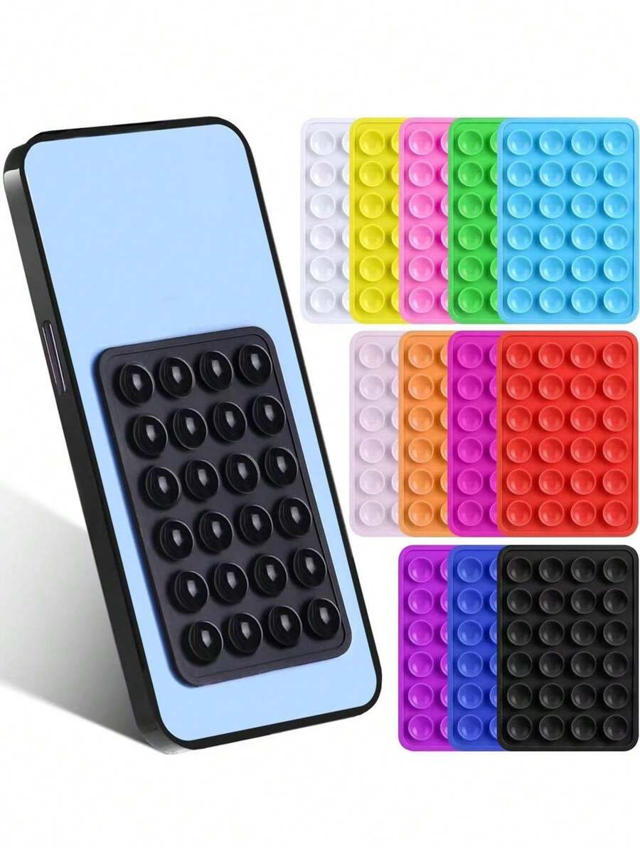 Estuche para teléfono móvil hecho de silicona, 2 piezas con soporte adhesivo para teléfono y 24 ventosas para fijarlo en fundas de PC y bolsos. - Imagen 3